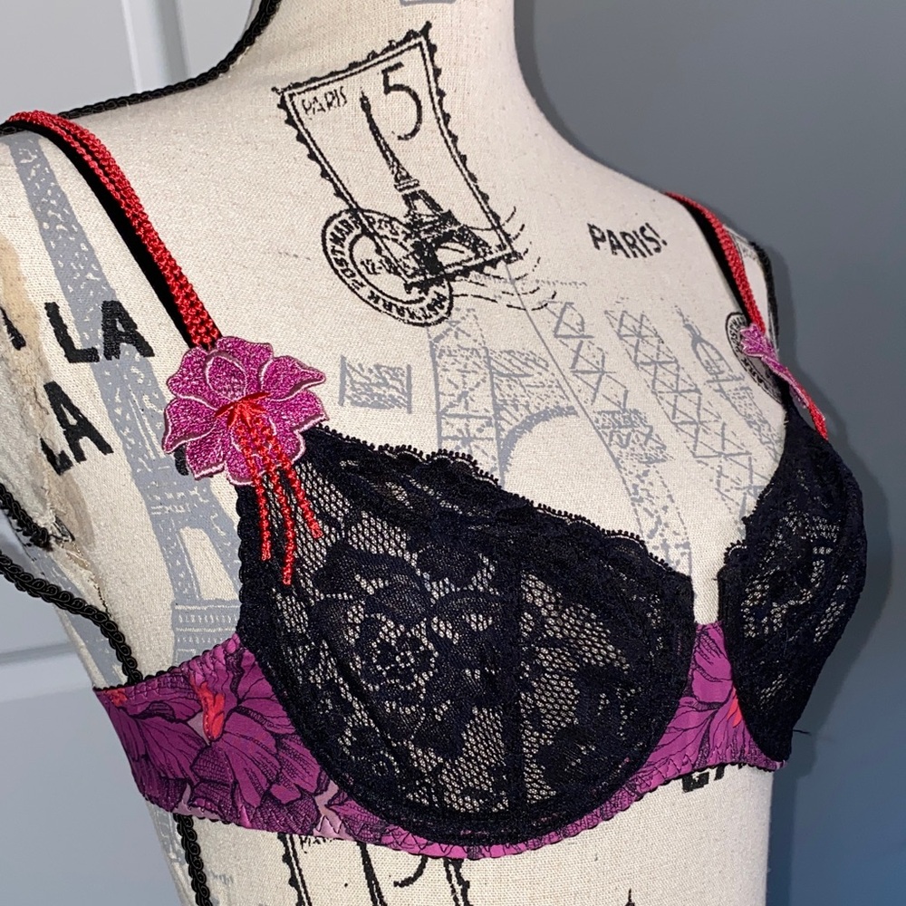 Aubade Queen if Carnival Underwire Elegant Black and Pink Lace Bra